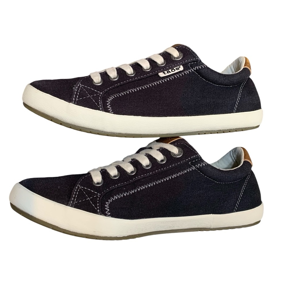Taos Star Black/Charcoal Canvas Sneaker 8.5 Lace Up Low Top Casual Comfort Shoes - Picture 7 of 16